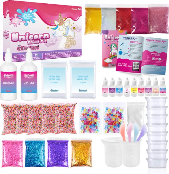 Allerion Unicorn Slijm Kit – Sensorisch Speelgoed – Complete set – Inclusief Uitgebreide Handleidingen
