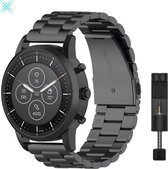 MY PROTECT - Schakel Bandje 20mm - Luxe Stalen Horlogeband geschikt voor Samsung Galaxy Watch 6/5/Pro/4/3/ Active 2 - Polar Ignite / Unite - Huawei - Zwart
