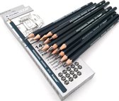 Professionele Grafiet Tekenpotloden & Schetspotloden - Set 14 stuks - Potloden - Tekenpotloden - Schetspotloden - 12B, 10B, 8B, 7B, 6B, 5B, 4B, 3B, 2B, 1B, HB, 2H, 4H, 6H