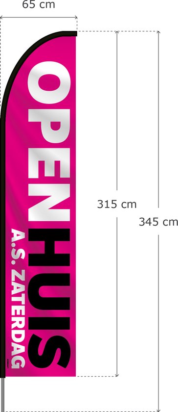 Beachflag Open Eröffnung Werbefahne, über 2 M Hoch – Federform, Inkl. Mast, Tasche & Halterung
