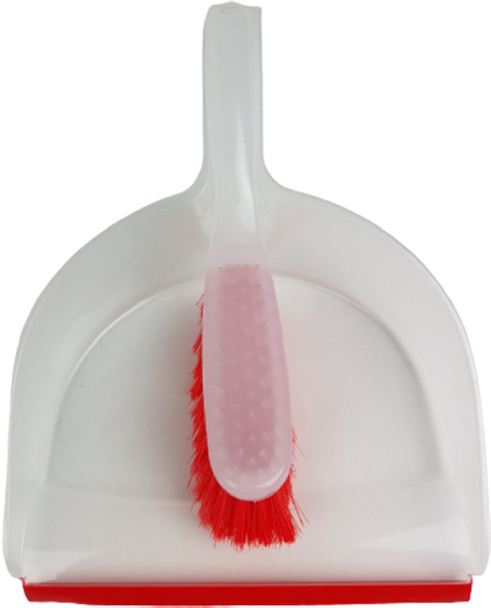 Goedkoopste Stoffer en Blik - Rood / Transparant - Kunststof - 22 x 34 cm