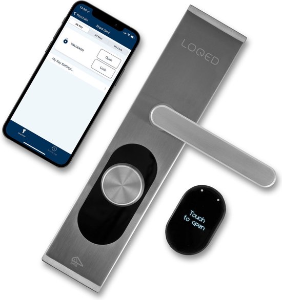 LOQED Touch Smart Lock – Slim Deurslot – Smartlock Slim Slot met Smart Home Integratie Bridge, Cilinder & Codetoegang