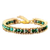 Marama - verstelbare armband Golden Jasper - groene jaspis edelsteen - damesarmband