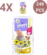 Bella Baby Happy Luiers Maat 4 Maxi Plus 9-20 kg (62 stuks per pak), pak van 4 combo,vochtindicator, Flexi Fit, premium kwaliteit luiers - 248 Stucks