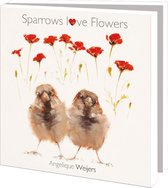 Bekking & Blitz - Wenskaartenmapje - Set wenskaarten - Kunstkaarten - Museumkaarten - 10 stuks - Inclusief enveloppen - Sparrow loves flowers - Mussen houden van bloemen - Angeliqu