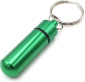 Sleutelhanger safe met spat-waterdicht XL aluminium kokertje buisje voor bijvoorbeeld adres of pillen - groen