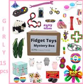 Happy Trendz® Fidget Toys 15 Stuks / Surprise Sensory Toys - Meisjes - Fidget Toys Mystery Box - Fidget Toys Pakket - Surprise Pop It - Fidget Cube - Jumping Elf - Fidget Toys Box