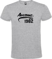 Grijs t-shirt met " Awesome sinds 1982 " print Zwart size XS