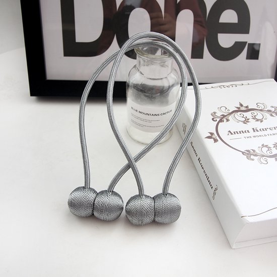 Alcantara- Embrasse de Rideaux de Luxe - Porte-Rideau-Gris Argenté- Magnétique - Accessoires de vêtements pour bébé de Rideaux - 2 Pièces