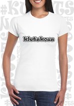 KLETSKOUS dames shirt – Wit - korte mouw - Maat L - grappige teksten - quotes - humor - print - tekst shirt