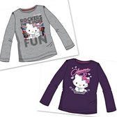 Charmmy Kitty Shirt - Lange Mouw - Set van 2 stuks - Paars+Grijs - Hello Kitty - Maat 110/116 (6 jaar)