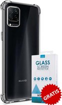 Crystal Backcase Transparant Shockproof Hoesje Huawei P40 Lite Transparant - Gratis Screen Protector - Telefoonhoesje - Smartphonehoesje