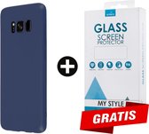 Siliconen Backcover Hoesje Samsung Galaxy S8 Plus Blauw - Gratis Screen Protector - Telefoonhoesje - Smartphonehoesje