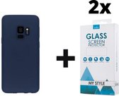 Siliconen Backcover Hoesje Samsung Galaxy S9 Blauw - 2x Gratis Screen Protector - Telefoonhoesje - Smartphonehoesje