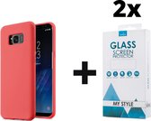 Siliconen Backcover Hoesje Samsung Galaxy S8 Rood - 2x Gratis Screen Protector - Telefoonhoesje - Smartphonehoesje