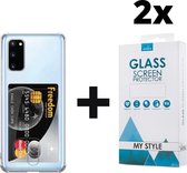 Crystal Backcase Shockproof Met Pasjeshouder Hoesje Samsung S20 Plus Transparant - 2x Gratis Screen Protector - Telefoonhoesje - Smartphonehoesje