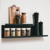 Kitchen Lab Co. Keukenrek Zwart - 50cm - Wandrek Metaal - Kruidenrek Ophangbaar - Wandplank Zwart