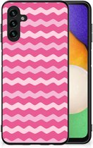 Smartphone Hoesje Geschikt voor Samsung Galaxy A13 5G | Geschikt voor Samsung Galaxy A04s Bumper Hoesje met Zwarte rand Waves Pink
