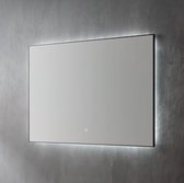 Aluminium spiegel decor met LED verlichting en spiegelverwarming - Mat Zwart - 120x70x3