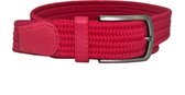 Rood - Elastische Comfort Riem - maat 110 cm - Gevlochten - 100% Elastisch - Nikkelvrije Gesp