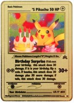 Goud Pikachu Pokemon Kaart - Verjaardag Pokemon Kaart - Gamer Romance - Nerd Best Wishes - Golden Pikachu - Happy Birthday - Pikachu Taart - Unieke Pokemon Kaart - Fun Poke Card -