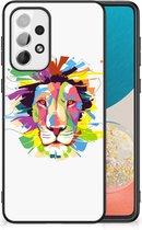 Back Cover Siliconen Hoesje Super als Cadeautjes voor Jongens Samsung Galaxy A73 Telefoonhoesje met Zwarte rand Lion Color