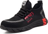 Veran Veiligheidsschoenen - Werkschoenen - Sneakers - Sportief - Stalen Neus - Anti Slip - Ademend - Anti Perforatiezool - Hoge Kwaliteit - Zwart - Rood - 43