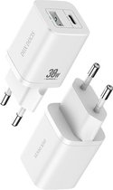 Dux Ducis adapter USB-A en USB-C oplader Super Si Power Delivery 30W netstroomadapter QC 18W - Wit