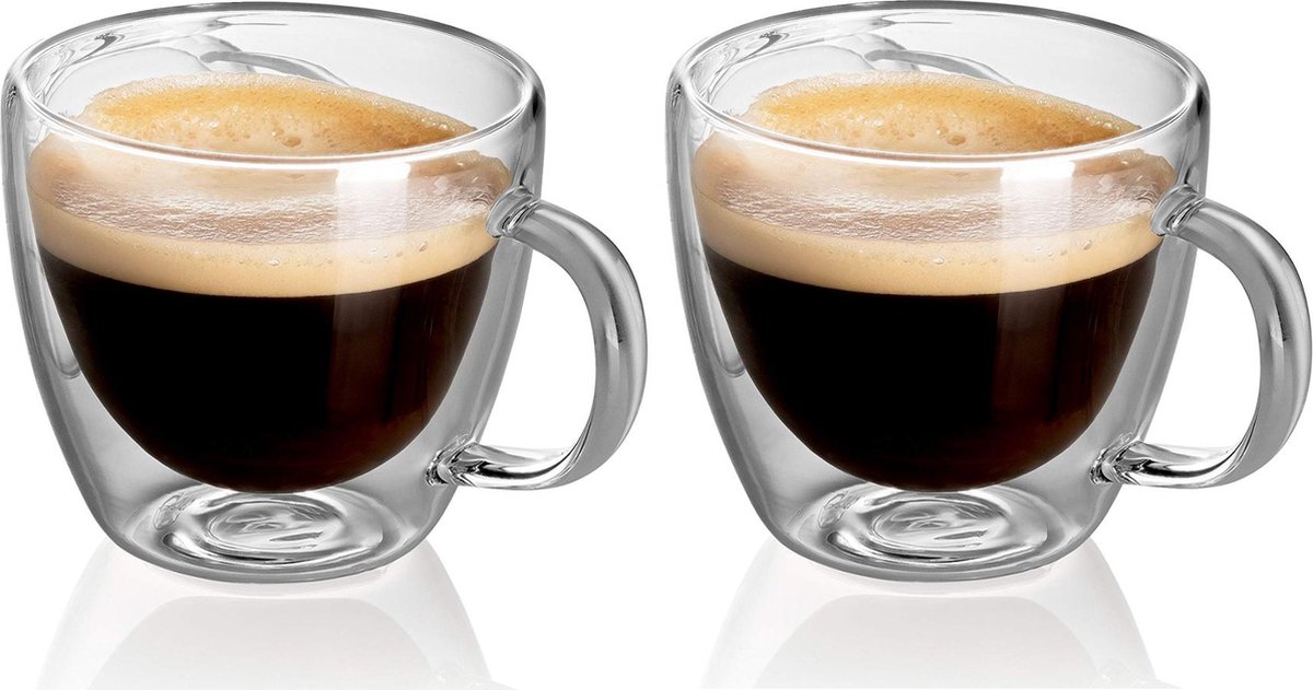 Bij wet aanplakbiljet Respectievelijk Glasrijk® Dubbelwandige espresso glazen - 80 ml - 2 stuks - Espresso kopjes  - Espresso... | bol.com