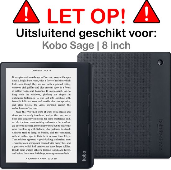Hoesje Geschikt voor Kobo Sage Hoesje Luxe Bescherm Case Trifold - Hoes Geschikt voor Kobo Sage Hoes Book Cover - Zwart van Hoesje  — afbeelding 2