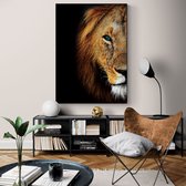 Poster Blue Eyes Lion - Dibond - Meerdere Afmetingen & Prijzen | Wanddecoratie - Interieur - Art - Wonen - Schilderij - Kunst