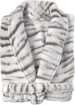 Zohome Siberian White Tiger Badjas Lang - Flanel Fleece - Maat M - Grey - Badjas Dames - Badjas Heren