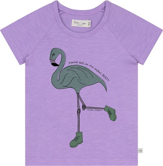 Smitten Organic - T-shirt violet à manches courtes ' Safari Flamingo Guide'