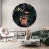 Artistic Lab Poster - Muurcirkel Jungle Chimpanzee Round Plexiglas - Multicolor