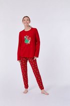 Woody pyjama kerst meisjes/dames - rood - rendier - 212-1-CPB-Z/407 - maat M