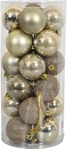 Oneiro's Luxe Kerstballen MEGA LUXE SET van 24 GOUD - ø 40 mm - 24 stuks - groen - kerstbal - luxe verpakking – kerstcollectie – kerstdecoratie – kerstboomhanger – kerstversiering – zilver