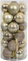 Oneiro's Luxe Kerstballen MEGA LUXE SET van 24 GOUD - ø 80 mm - 24 stuks - groen - kerstbal - luxe verpakking – kerstcollectie – kerstdecoratie – kerstboomhanger – kerstversiering – zilver
