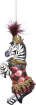 Oneiro's luxe kersthanger ZEBRA Multi – 4 x 12.5 x 5.5 cm - kerstbal - luxe verpakking – kerstcollectie – kerstdecoratie – kerstboomhanger – kerstversiering – goud -  rood – zwart – groen – w