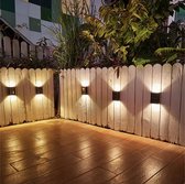 2 Stuks Waterdichte Solar LED Zonne-Energie Wandlamp - Buitenverlichting - Balkon - Tuin - Binnenplaats - Straat - Boven/Onder Verlichting