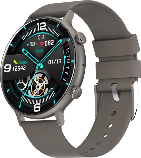 GAVURY SHADE FIT PRO Smartwatch - Bluetooth bellen - Activity en fitness Tracker - Bruin Smart watch dames en heren - Touchscreen - Stappenteller - Social media berichten - Bloeddrukmeter - Verbrande calorieen - Waterbestendig - Zuurstofmeter