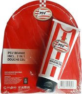 PSV geschenkset - Muts - Douchegel - 2 in 1 - Cadeauverpakking - Voetbal - Kerstmis