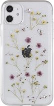 Casies Apple iPhone 13 Mini gedroogde bloemen hoesje - Dried flower case - Soft cover TPU - droogbloemen - transparant