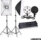 LORIOTH® Softbox studio lampen - Professioneel - 2 stuks - Fotografie - Flash - 50x70CM - Video - Diffusers - Zwart