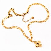 Dottilove Stalen Dames Figaro Ketting met Kruis - 14K Verguld + Cadeauzakje