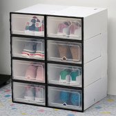 Milla Schoenenkast - Schoenen Dozen - Opbergdozen - Schoenen Organizer -  Opvouwbaar En Stapelbaar - 6 Stuks - Zwart, Wit - 34x24x14 cm