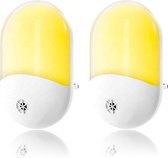 Apeiron LED-nachtlampjes - 2 Stuks - Stopcontact - Plug-in - Nachtlampjes Met Dag/Nacht Sensor - Werkt Op Stroom - Warmlicht - Voor In De Baby/Kinderkamer