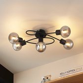 Lindby - LED plafondlamp - 5 lichts - ijzer, glas - H: 19 cm - E14 - , smoke - Inclusief lichtbronnen