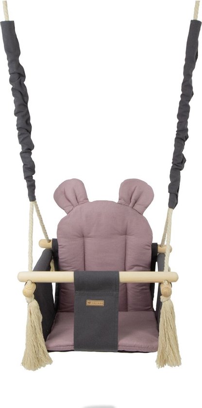 Balançoire bébé - balançoire bébé - avec oreilles - max 20 kg - gris, rose  clair