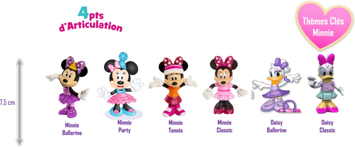 Blister actiefiguur 7,5 cm - Minnie - asst.