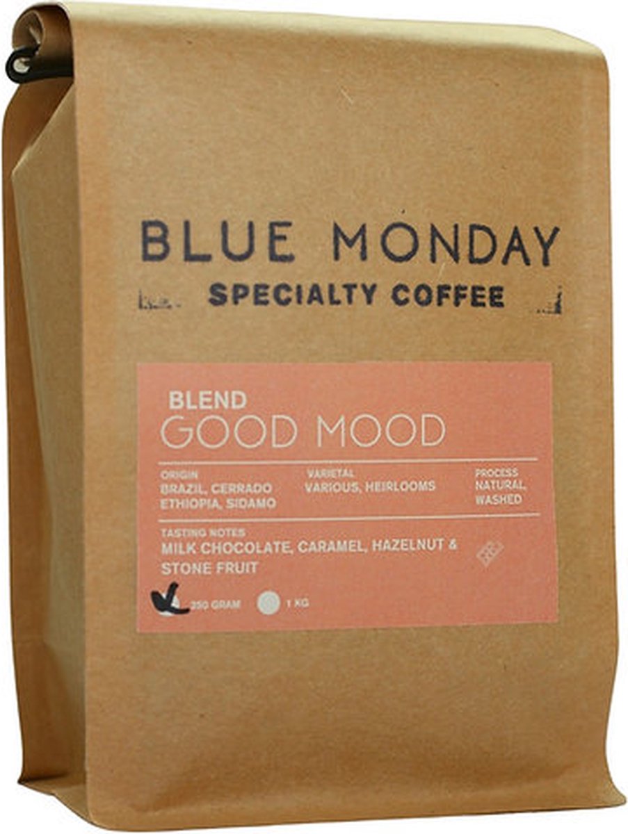 Blue Monday Coffee - koffiebonen - Good Mood - Brazil/Ethiopia - koffie - blend - 3x250 gram - 750 gram